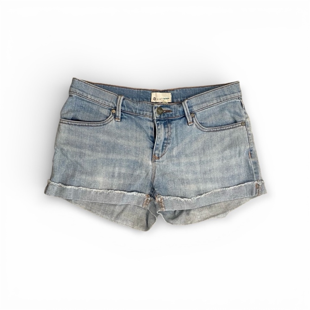 Roxy Light Wash Denim Jean Shorts Rolled Cut Off Womens Size 4 No Flaws